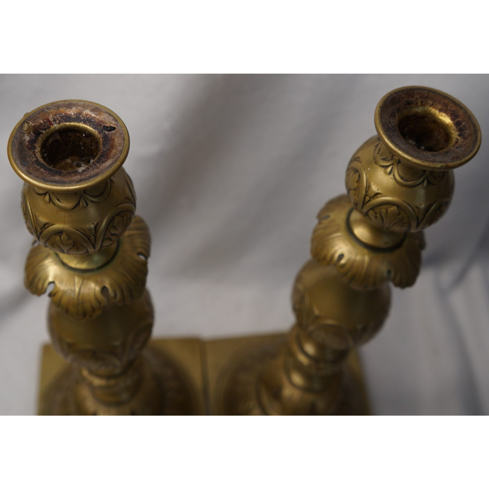 Antique Fraget N Plaque Candlesticks Russian/Polish Judaica 1899 Marked eagle - Picture 8 of 10